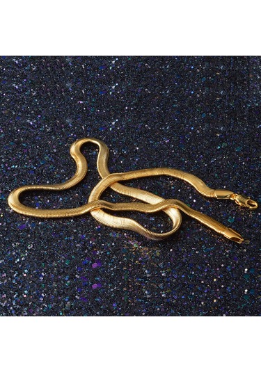 Minimalist Moda Nötr Düz Yılan Kişilik Kolye Altın Çok Renkli