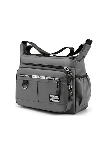 Uiowoo Büyük Kapasiteli Erkek Çantası Omuz Çantası Aşınmaya Dayanıklı Sırt Çantası Çok Cepli Çantası İş Gündelik Erkek Crossbody Çantası Gri