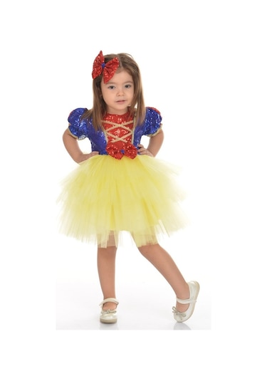 Pamuk Prenses Pul Payet Tütülü Kız Çocuk Parti Elbisesi