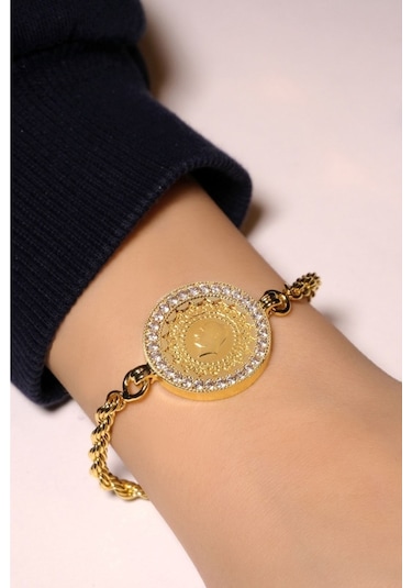 Halat Çeyrekli Bileklik Sarı Altın