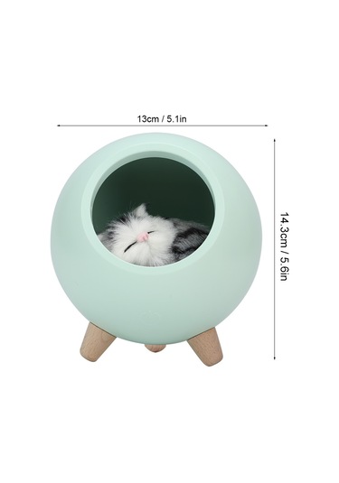 Shineyee Yeşil Kedi Ev Desenli Usb Şarjlı Led Gece Lambası, Dokunmatik Parlaklık Ayarlamalı, 2 Saat Otomatik Kapatma, 1200mah Batarya, Ambiyans Aydınlatma, Hediye İçin Uygun Yeşil