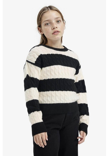 Defacto Siyah Kız Çocuk Kazak F2749a8/bk81 SiYAH