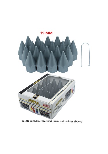 Bijon Kapağı Sivri 19 Mm Gri 20 Li Set