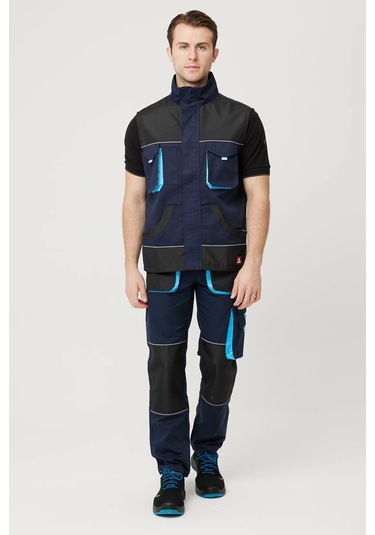 Alaska İş Ve Outdoor Yelek Fonksiyonel Tasarım, Dayanıklı Ve Nefes Alabilir Lacivert-siyah-turkuaz