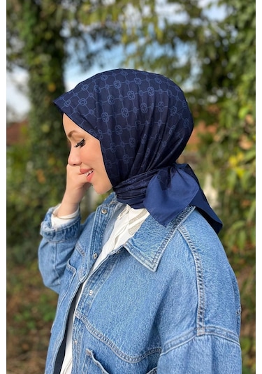 Aker Elegance Monogram Eşarp - 10905001 Lacivert