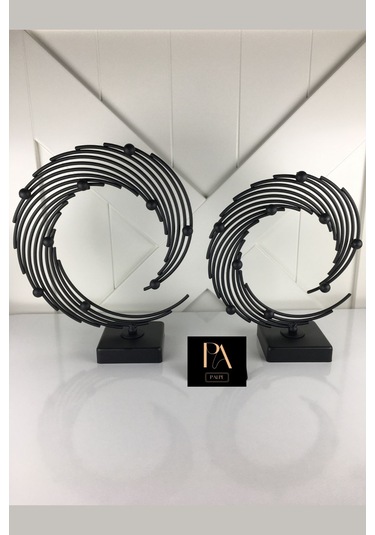 Siyah 2'li Ofis Metal Aksesuar Biblo Ev Salon Dekorasyon Obje