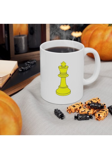 Satranç Altın Şah Temalı Baskılı Kupa Bardak Çok Renkli