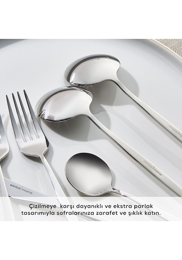 Karaca Porto 30 Parça 6 Kişilik Çatal Kaşık Bıçak Takımı Platin GÜmüş