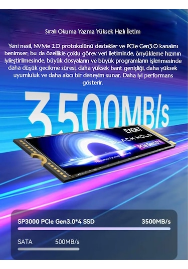 Eaget 3500mbps Yüksek Hızlı M.2 2280 Nvme Ssd Pcle Gen3x4 Hızlı