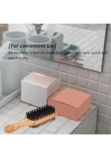 Hfambition Erkek Sakal Fırçası Ahşap Kollü Ev Ve Seyahat İçin Orta Boy Sakal Tıraş Aracı