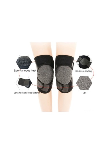 Wezone 2'li Paket Kendinden Isıtmalı Manyetik Dizlik - Kan Dolaşımını Artırır Ve Ağrıları Azaltır Siyah