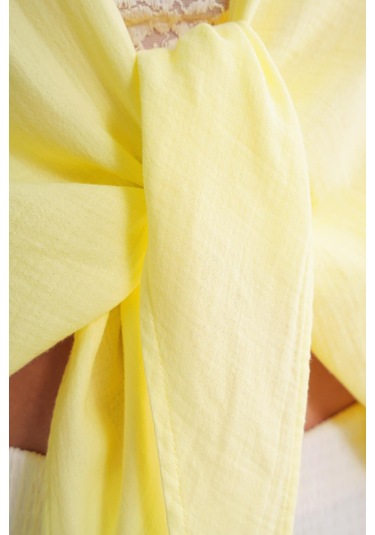 4723 Kadın Önü Bağlamalı Bolero Bluz Sarı Sari