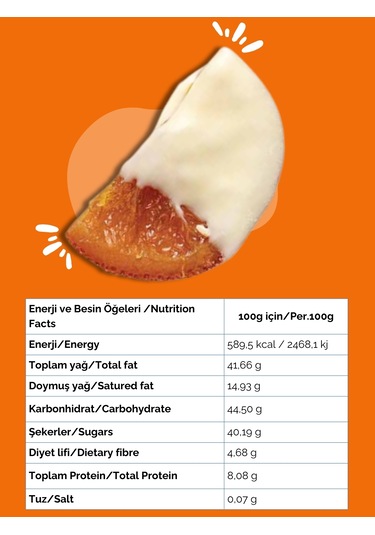 Aquila Chocolate Beyaz Çikolata Kaplı Portakal Dilim - 80 Gr