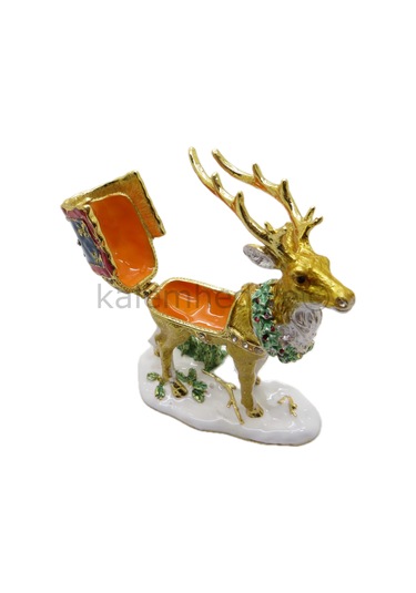 Swarovski Taşlı Çayırda Gezen Geyik - Gizli Hazneli Masaüstü Hedi