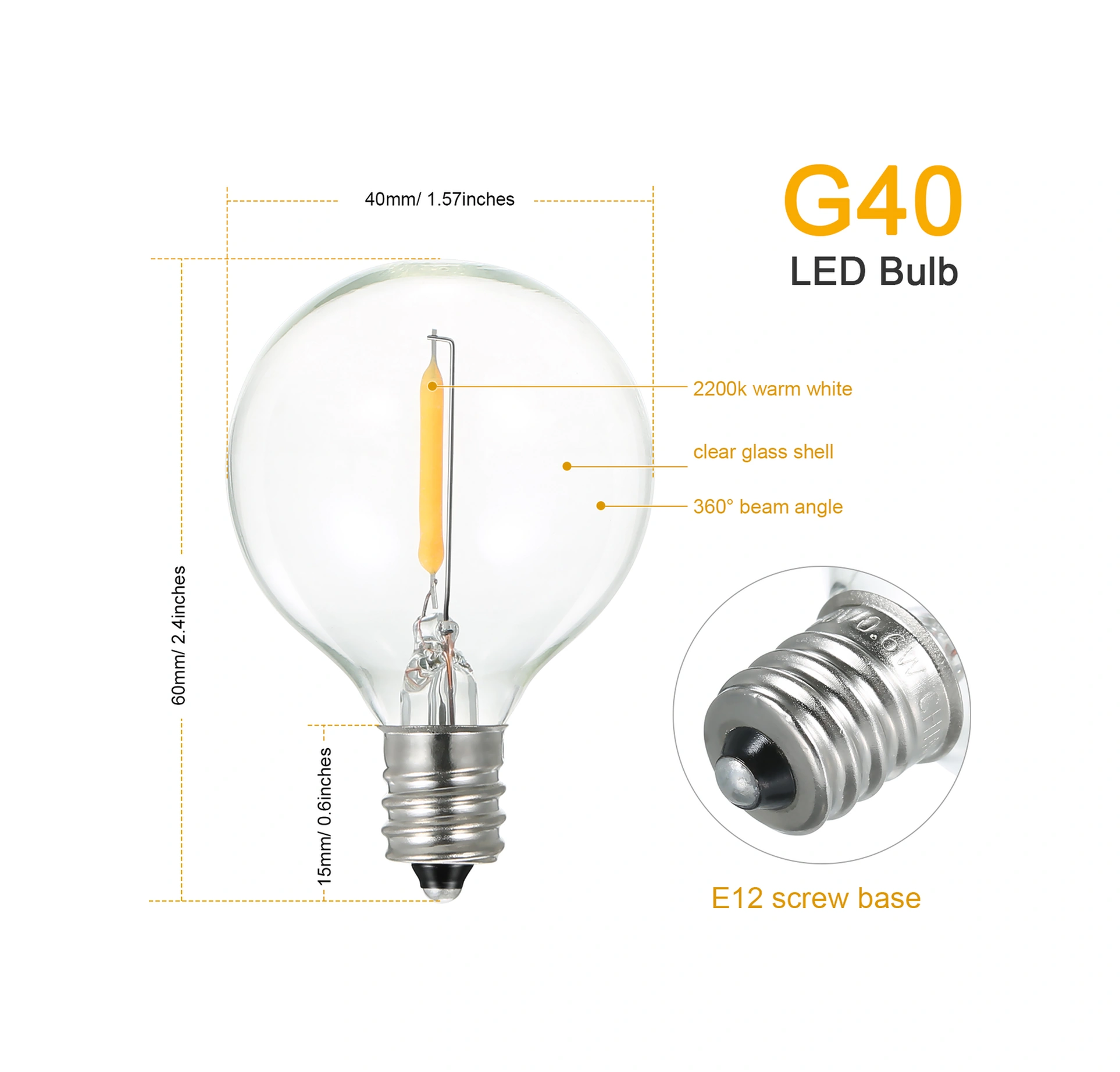 Youmex G40 Led Ampul E12 Yuva 1w 220-230v Islak Beyaz Işık, 3 Adet Ithalat, Aydınlatma Ve Dekorasyon İçin Uygun