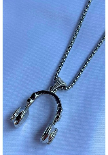 Kulaklık El İşçiliği Paslanmaz Çelik Zincir Erkek Kolye Gümüş