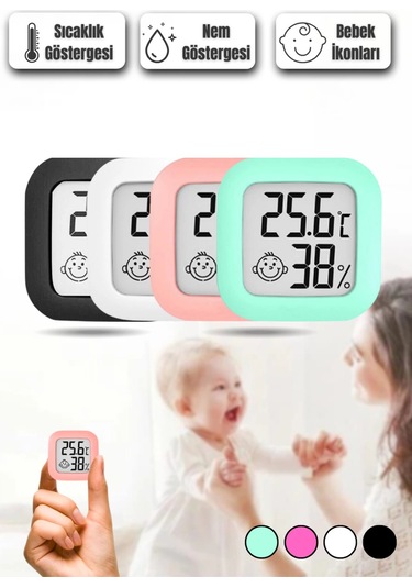Mini Bebek Sıcaklık Nem Ölçer Lcd Oda Termometre Duvara Takılabilen Masaüstü Isı Göstergesi Beyaz