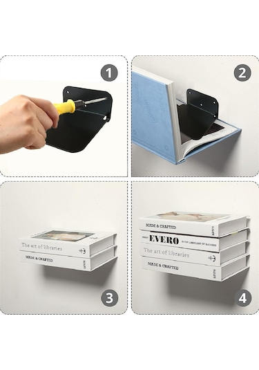 Görünmez Dekoratif Duvar Kitaplığı Metal Dayanıklı Kitaplık 2 Ad