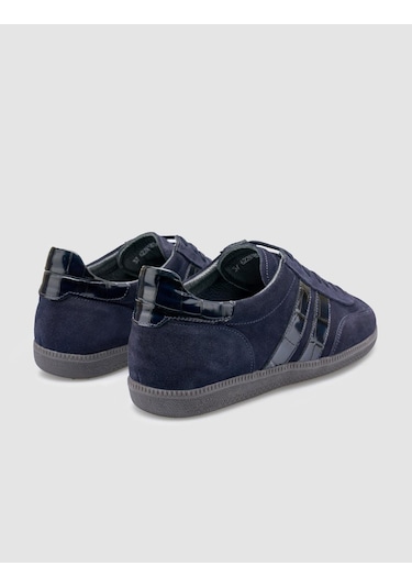 %100 Hakiki Deri Lacivert Kadın Spor Ayakkabı Lacivert