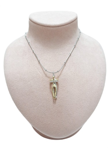 Çelik Kolye Sarılan Çift Kadın Erkek Figürlü Dorika Zincir 41 Cm Ayarlanabilir Altın Sarısı Gold Gold