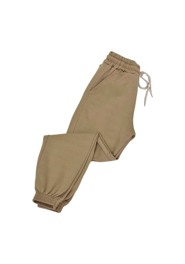 Bej Rengi Bel Paça Lastikli Kız Erkek Çocuk Eşofman Altı Bgl-st04723 Bej