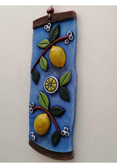 Özel Tasarım Seramik Limon Ağacı Dekoratif Duvar Süsü Ev Bahçe Duvar Dekorasyon