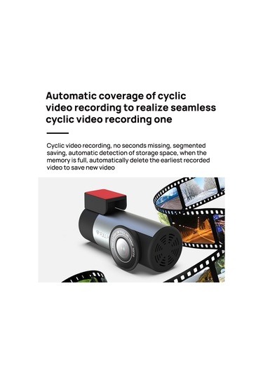 Xindoker Gümüş Gri Araç Kamerası 1080p Full Hd - 150 Geniş Açı, Gece Görüşü, Döngü Kaydı, Park Monitörü, Wıfı Desteği Acc Kablolu, Hafıza Kartı Yok