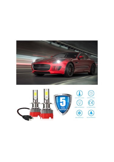 2 Adet H7 Led Motosiklet Farları 6000k 6000lm Süper Parlak Su Geçirmez Led Araba Sis Lambası Beyaz Işık