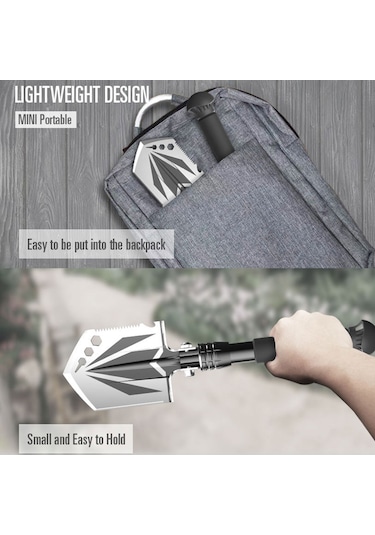 Katlanır Kürek Siper Kazma Aleti Testere Dişli/çivi Çıkarma Tasarımı/şişe Açacağı Bahçecilik Kamp Siyah