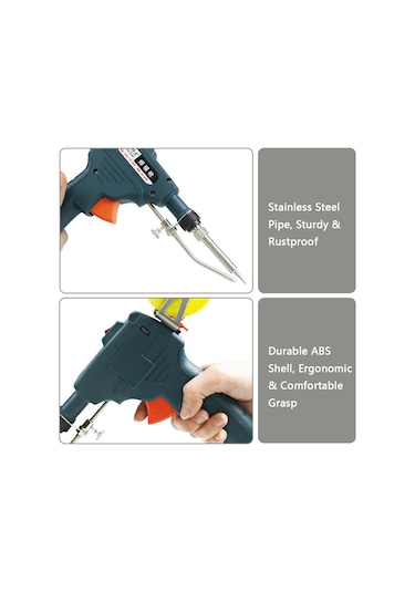 Kangvka 60w İç Isıtmalı El Tutulu Lehim Makinesi - 220v Avrupa Standartı - 0.8-2.0mm Tın Tel Uyumlu - Hızlı 2-4 Dakika Isınma - Yeşil Renk