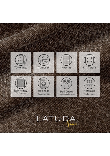 Jakarlı Şönil Koltuk Örtüsü Çekyat Örtüsü Koltuk Şalı 110x175 2 Ad. Kaymaz Kahve Kahve