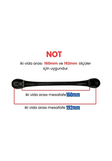 4 Adet Aras Mat Siyah Metal Mobilya Kulpu 160mm - 192mm Mat Siyah