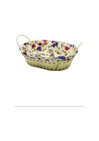 Renkli Bezli Oval Hasır Ekmek Sepeti Royaleks-8821 Çok Renkli