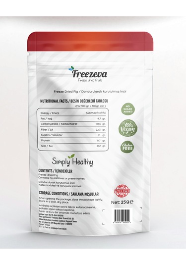 Freezeva Dondurularak Kurutulmuş Dilim İncir 25 Gr Freeze Dried İncir- İncir Kuru Meyve Cipsi 25 G