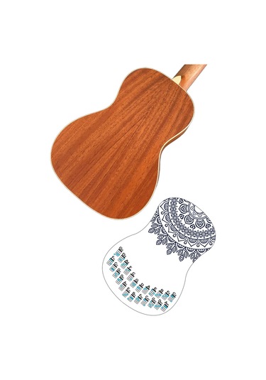 mandala siyah renk ukulele akor cetveli tablosu stickeri etiketi