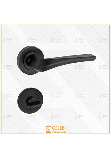 Venüs Kol Yuvarlak Rozetli Siyah Wc Kapı Kolu