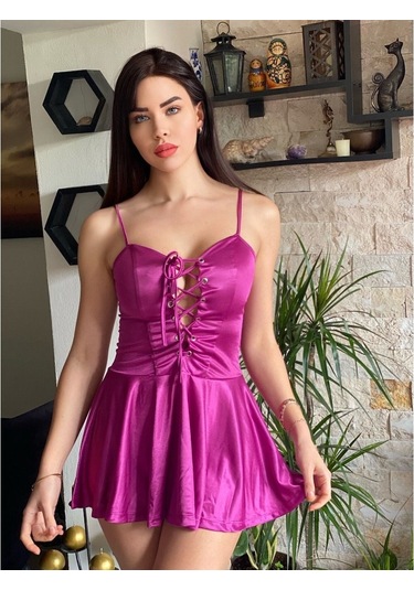 Saten Kuşgözlü Kiloş Elbise (529859437) Çok Renkli