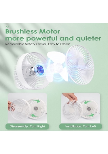 Çok Fonksiyonlu Led Şarj Edilebilir Dış Mekan Taşınabilir Çadır Kamp Fanı Beyaz