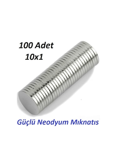 100 Adet Çap 10Mm X Kalınlık 1Mm Yuvarlak Güçlü Neodyum Mıknatıs