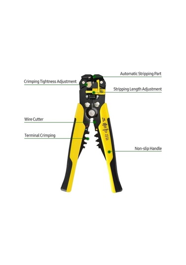 Pazly Reedark Otomatik Kabuk Soyma Pencesi, 24-10awg Kablo Kesme & Sıkma Aleti, Sarı, Kullanımlı Kablo İşleme Aleti Sarı