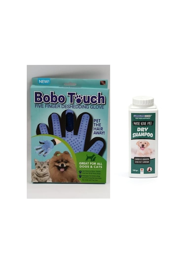 KÖPEKLER İçin Toz Şampuan ve Tarama Eldiveni 2 li set