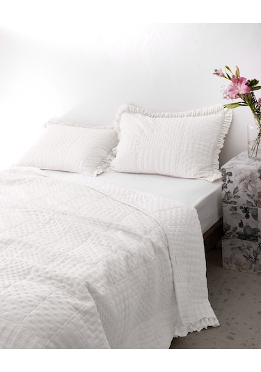 Madame Coco Medus Çift Kişilik Yatak Örtüsü - Beyaz Beyaz