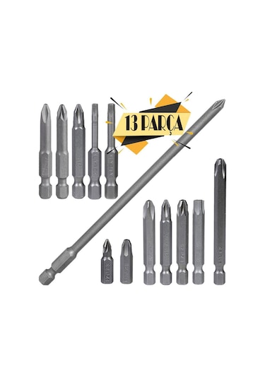 İzeltaş-Klytek Matkap Bits Uç Vidalama Ucu Düz Yıldız Torx Uç (13 PARÇA)
