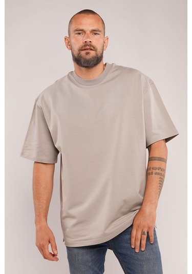Gabria Bisiklet Yaka Erkek T-shirt Gri