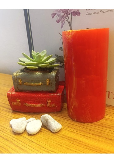 Artepieza Vintage Çift Bavul Saksı- Masaüstü Düzenleyici- Dekoratif Bavul Kalemlik Kırmızı-gri 12 8 1 Adet