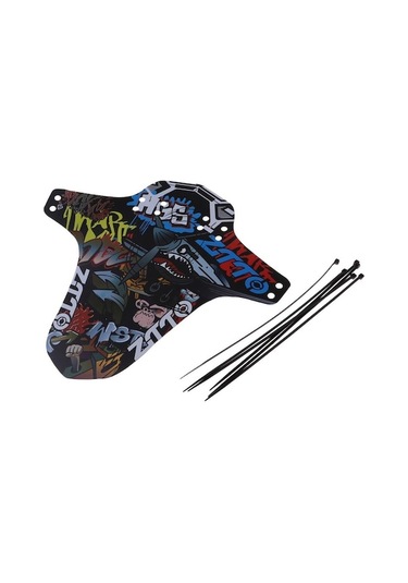 Pazly Hafif Dağ Bisikleti Çamurluğu - Ön Ve Arka Kablo Bağları İle Resimli Gösteri Çok Renkli