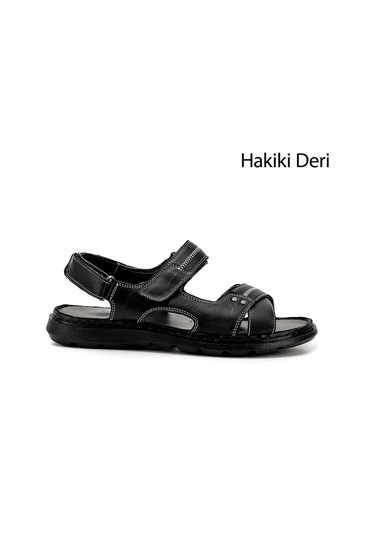 Gönderi R Erkek Siyah Hakiki Deri Comfort Sandalet Dyza73142421 Siyah
