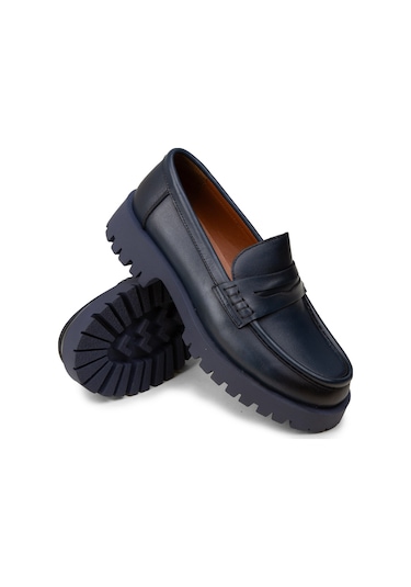 Deery Kadın Hakiki Deri Lacivert Loafer Ayakkabı - 02034zlcvc03