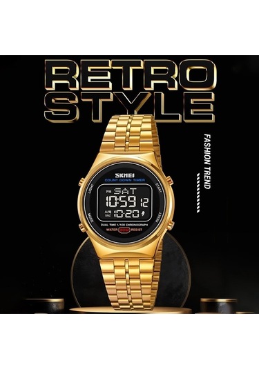 Fastbuy Skmeı 1882 Çok Fonksiyonlu Erkekler 30m Su Geçirmez Paslanmaz Çelik Dijital Bilek Saati Siyah Beyaz Çok Renkli