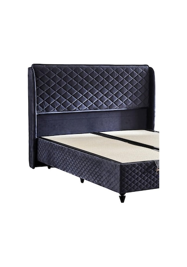 Baklava Lüks Baza Ve Başlık Seti 120x200 Cm Tek Kişilik Metal Baza Ve Başlık Takımı Antrasit Kumaş